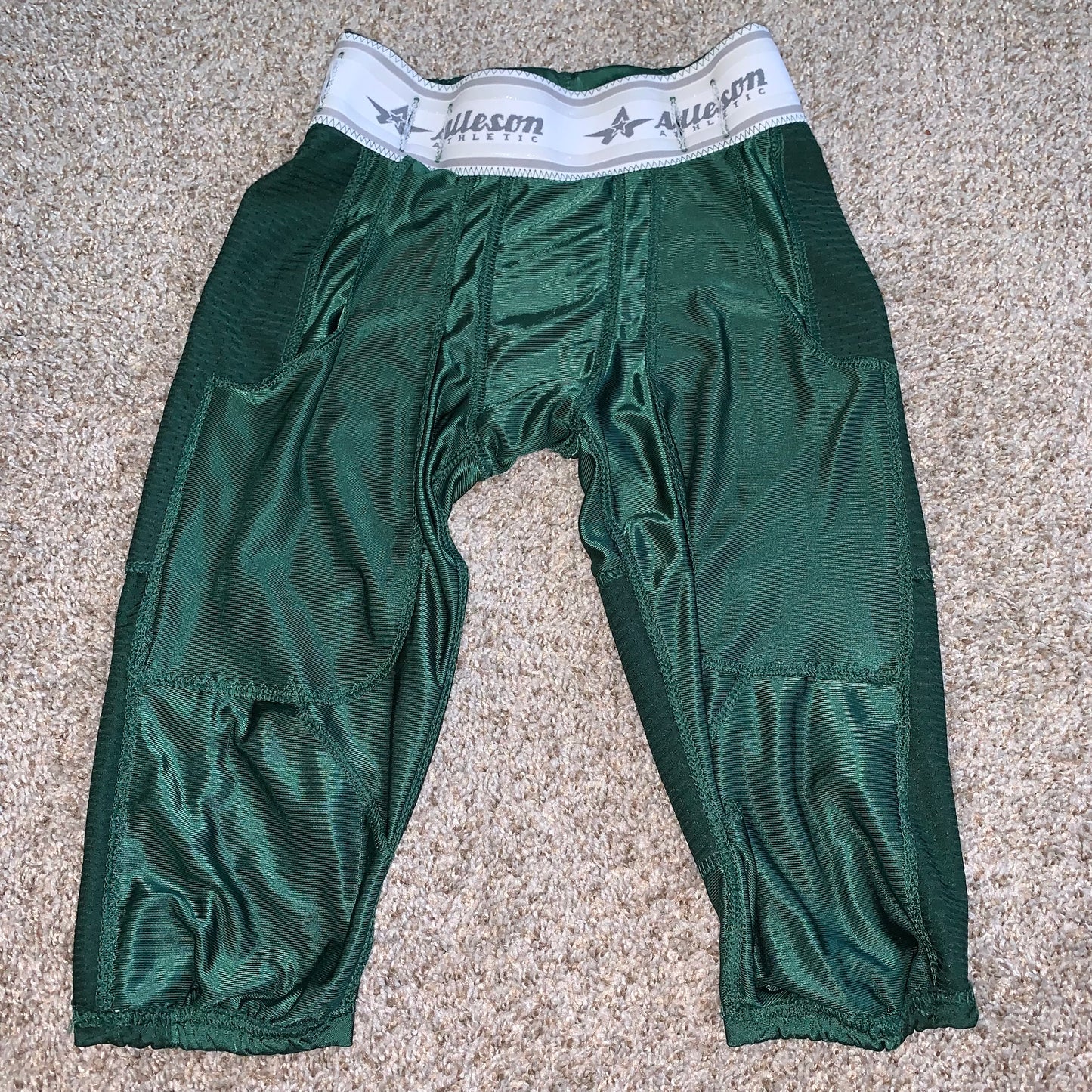 Allison Athletic Youth Football Pants Green pad inlets size YL