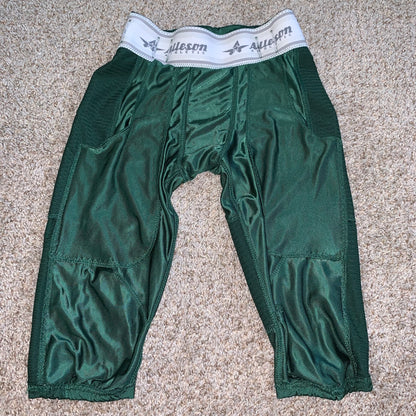 Allison Athletic Youth Football Pants Green pad inlets size YL