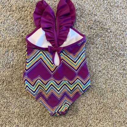 Young girl kids CostaLista swim suit, one piece purple size 4T