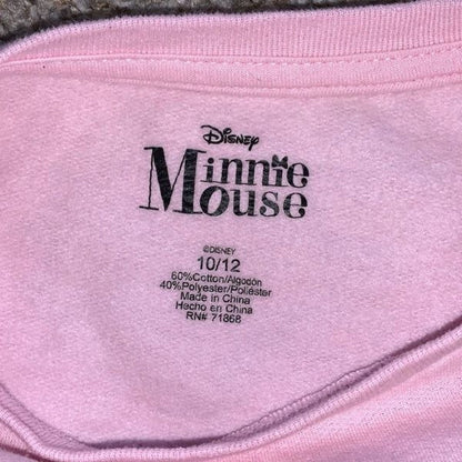 Disney Minnie mouse youth, girls, crewneck, sweatshirt, cotton pink size 10/12