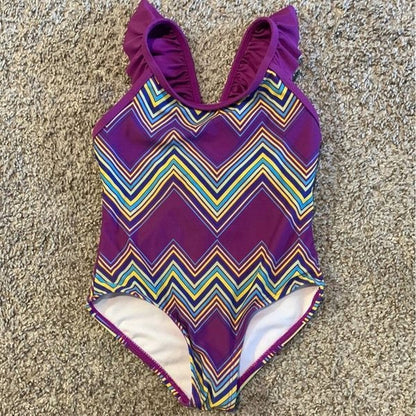 Young girl kids CostaLista swim suit, one piece purple size 4T