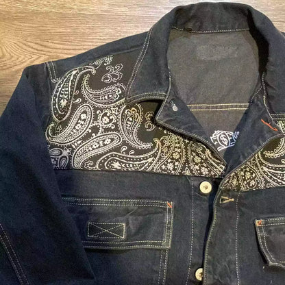 CRTFD Brand new denim coat with Paisley Design size large *Handmade*