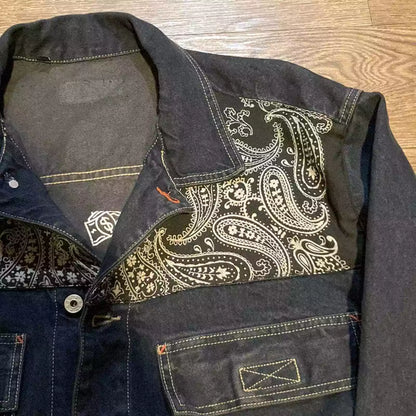 CRTFD Brand new denim coat with Paisley Design size large *Handmade*